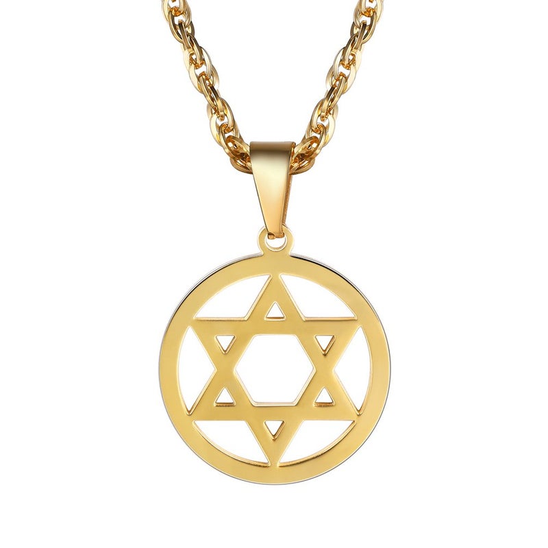 PROSTEEL Magen Star of David Necklace Men Bat Mitzvah Hanukkah 18K Gold Plated Pendant Israel Judaica Hebrew Jewish Jewelry - Image 1